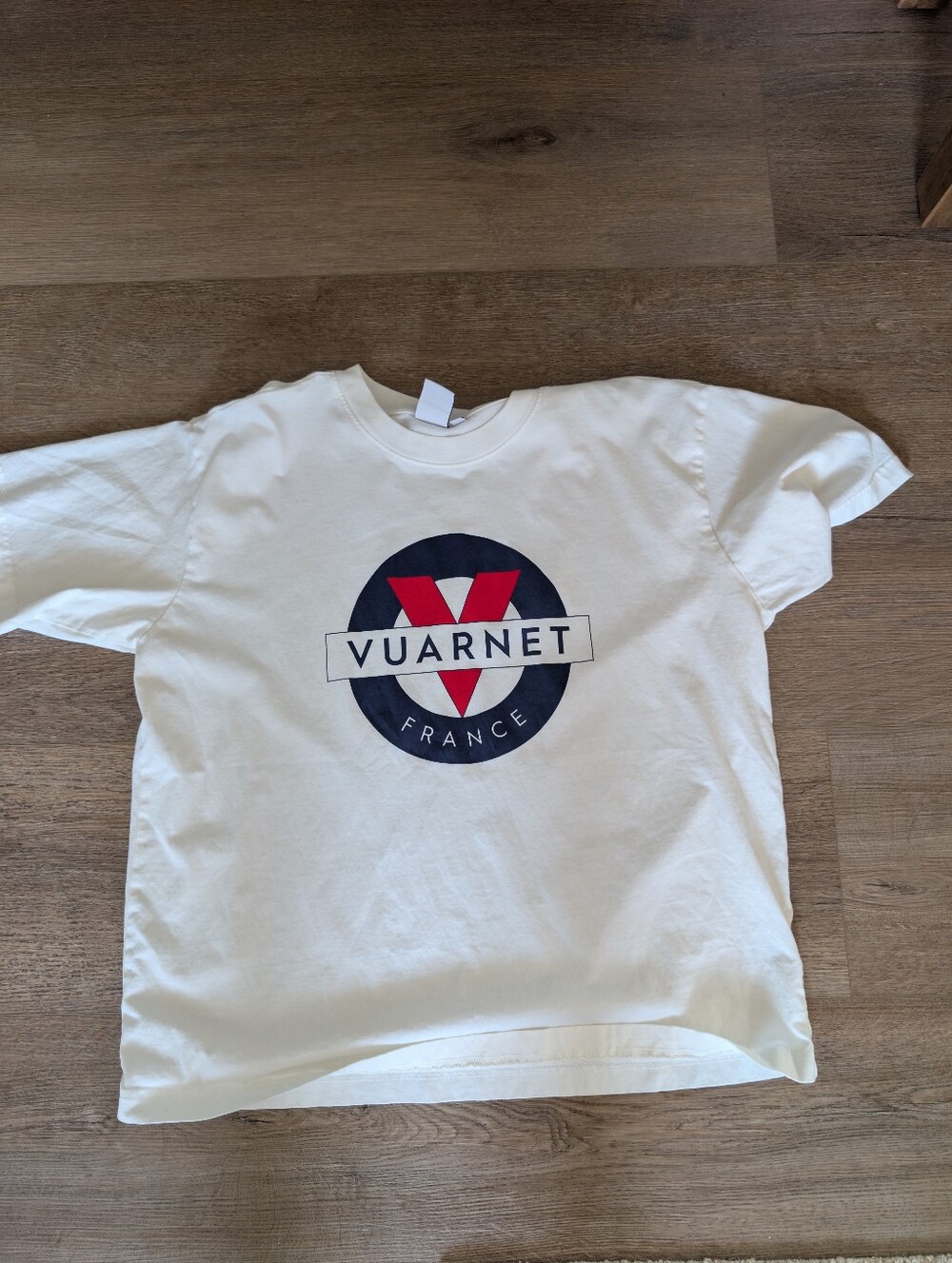 Vuarnet White Tee with Navy and Red Logo
